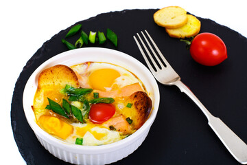 Healthy and Diet Food: Scrambled Eggs with Vegetables