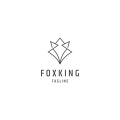 Fox king head line logo design template 