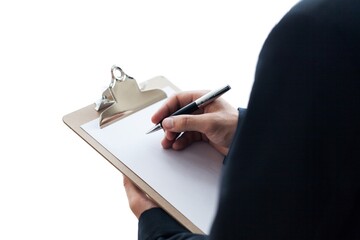 Person Taking Notes on a Clipboard