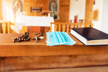 quarantine and the Catholic Church.prayer in church.christianity. There is a rose garden and prayer...