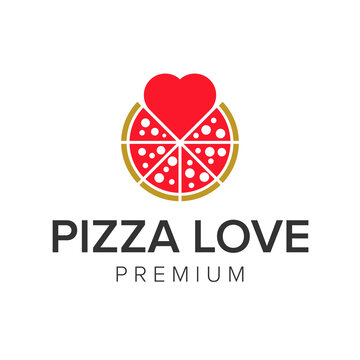 pizza love logo icon vector template