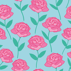 Vector Blush Pink roses seamless pattern design. Great for fashion, textiles, wallpaper, stationary, wrapping paper and other surfaces. Cute Feminine design suitable for women and kids clothings. 