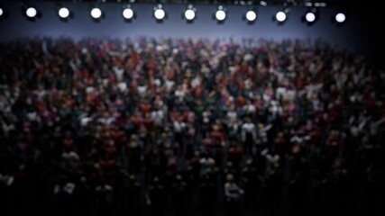 slow-motion 120fps People Cheering, clapping, Applauding, Having Fun, Celebrating at Sport Event, Concert, TV show, Festival, Background Silhouette. High quality 4k footage