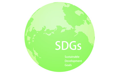 SDGs、緑の地球とSDGsの文字