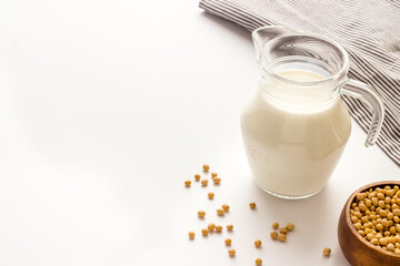 Soy non dairy substitute milk. Healthy vegan drink