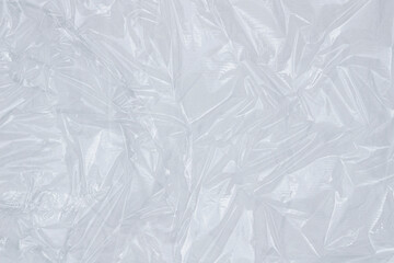 Plastic transparent cellophane background. White texture background