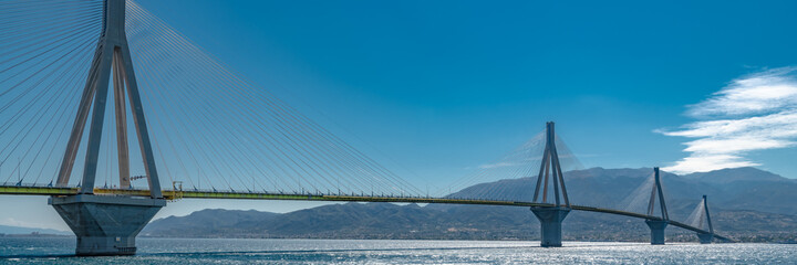 Obraz premium Panorama of the cable-stayed bridge in Patras