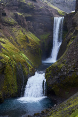 Fototapeta na wymiar Two Waterfalls, Landmannalaugar National Park, Iceland