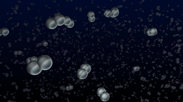 Animation of hydrogen gas molecules (H2) floating around