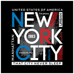 New York City typography for t shirt print , vector illustration