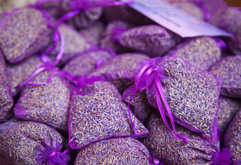 Bags of dried lavender flowers.