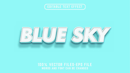Blue sky text. editable text effect premium vectors