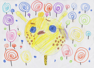 Funny giraffe. Kid's funny paint