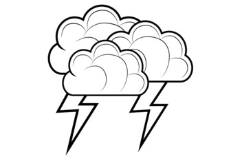 Vector illustration of weather storm, symbol of rain - weather and lightning icon.