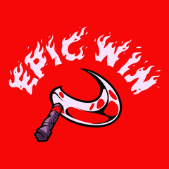 Epic win, text on fire, razor knife