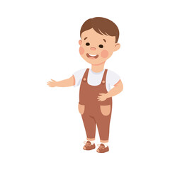 Little Boy Reaching Hand Supporting and Comforting Someone Vector Illustration