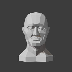 Partitioning of a man's head on a plane of shading for artists. 
Front view of face blockout . Vector illustration.
