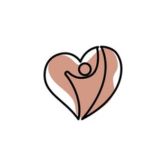People Care Heart Shaped Logo Design Template. Symbol of care for fellow human beings, solidarity human concept vector illustration, humanitarian activities