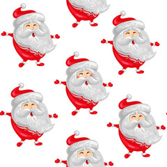 Cute Christmas Santa seamless pattern, happy holiday santa claus pattern vector illustration