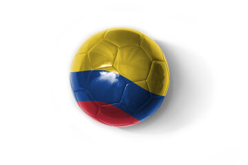 realistic football ball with colorfull national flag of colombia on the white background.