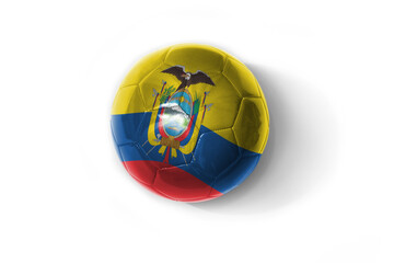 realistic football ball with colorfull national flag of ecuador on the white background.