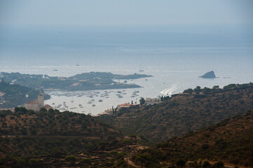 View of the Spanish resort town of Cadaques from afar