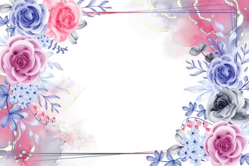 Romantic Floral Frame Summer Watercolor Background