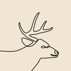 aesthetic deer head animal oneline continuous single line art
