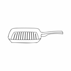 Pan doodle icon. Doodle frying pan in vector. Hand drawn frying pan in vector