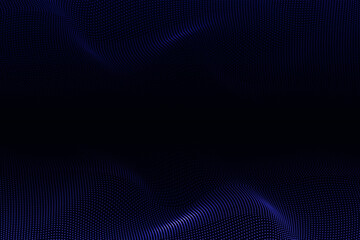 Abstract digital landscape with flowing particles. Cyber or technology background.Vector illustration.