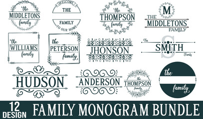 family monogram bundle design - obrazy, fototapety, plakaty