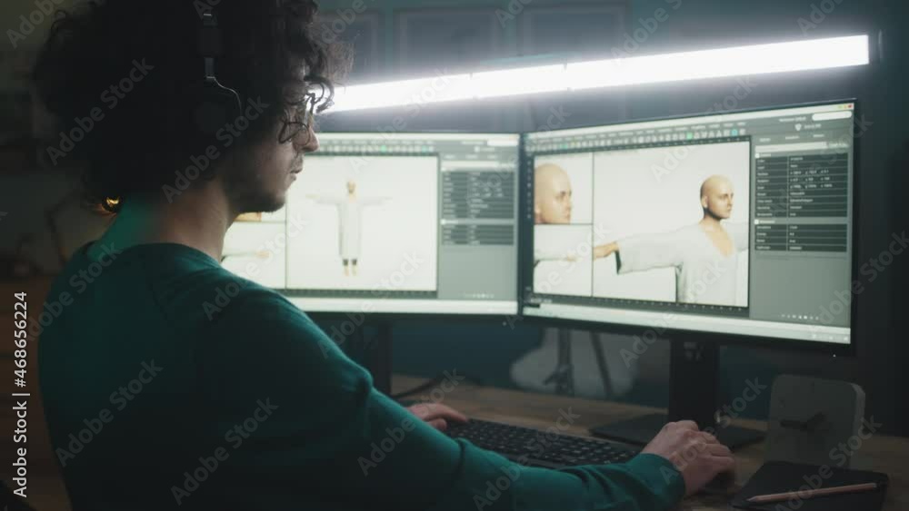 Aufkleber 3d designer creating videogame character