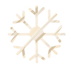 Watercolor snowflake of beige color. Christmas tree toy. beige isolated on a white background