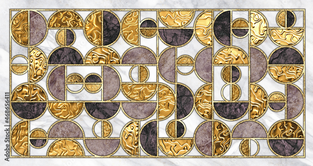 Wall mural abstract geometric background. art deco pattern with mosaic inlay grid. mixed tiles with artificial 
