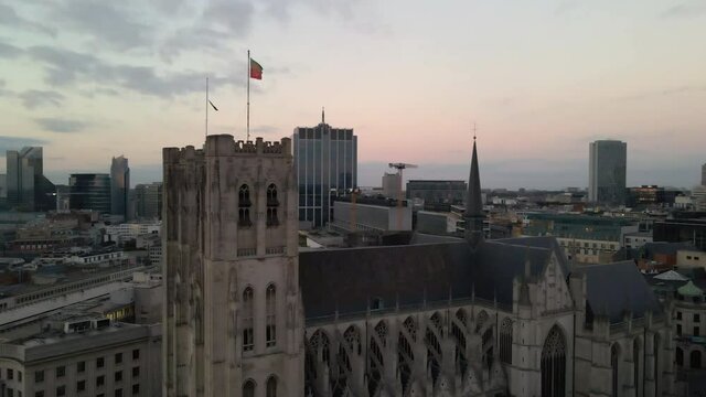 Parallax of Cathedral of St. Michael and St. Gudula Brussels
