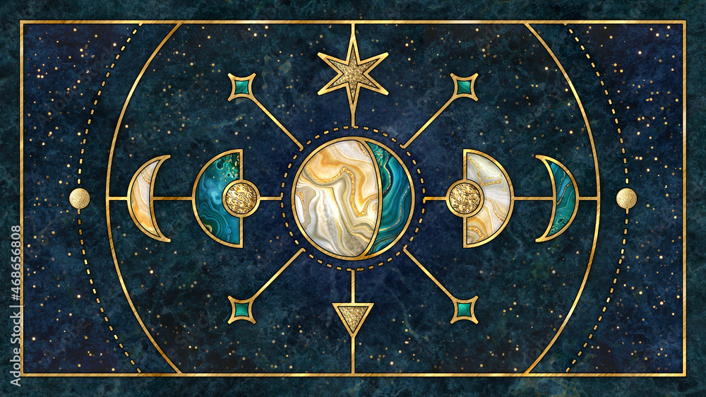 Canvas Prints abstract cosmic background with gold metallic foil and marbled textures inlay. sacred geometry with 
