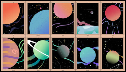 Planet icon set. Trendy vector illustration. Wallpaper. © Daria