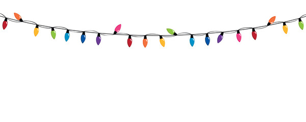 colorful fairy lights for christmas birthday and party isolated on white background