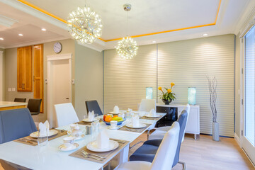 Modern dining room in luxury house.
