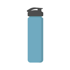 Blue sport water bottle. Flat style container water for sport and fitness. Isolated vector illustration 