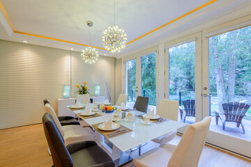 Modern dining room in luxury house.