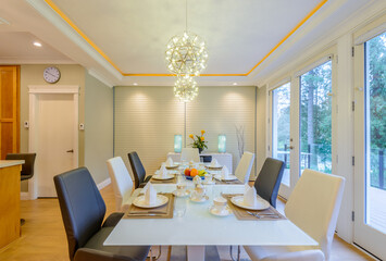 Modern dining room in luxury house.