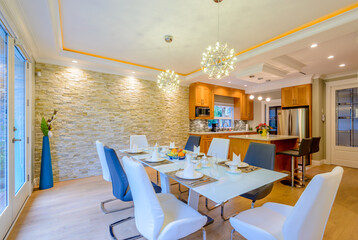 Modern dining room in luxury house.