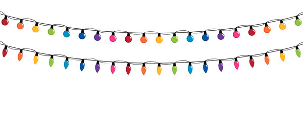 colorful fairy lights for christmas birthday and party isolated on white background