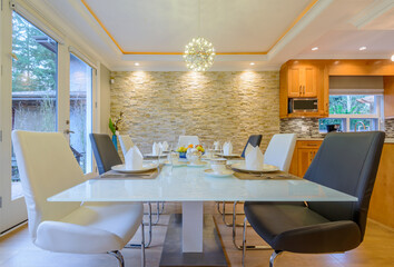 Modern dining room in luxury house.