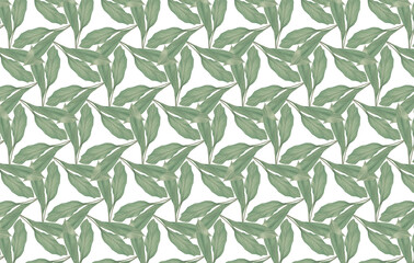 Turmeric green leaves seamless pattern