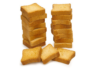 Slices of toasted bread isolated on white