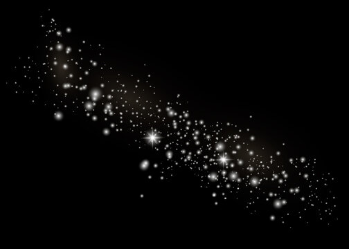 The dust sparks and golden stars shine with special light. Sparkling magical dust particles. Vector sparkles on a transparent background. Christmas light effect.