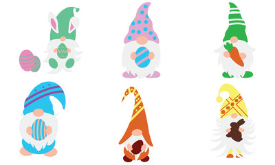 Easter Gnomes Bundle, Happy Easter SVG, Easter Gnomes Clipart Set