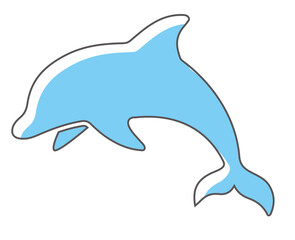 イルカジャンプのアイコン　イラスト主線　夏のイメージのシンプルで可愛いイラスト　アイコン